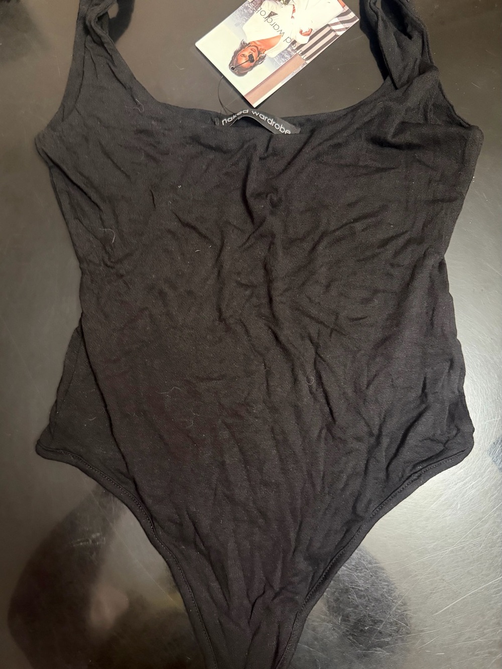 naked wardrobe Black Scoop Neck Bandeau Bodysuit